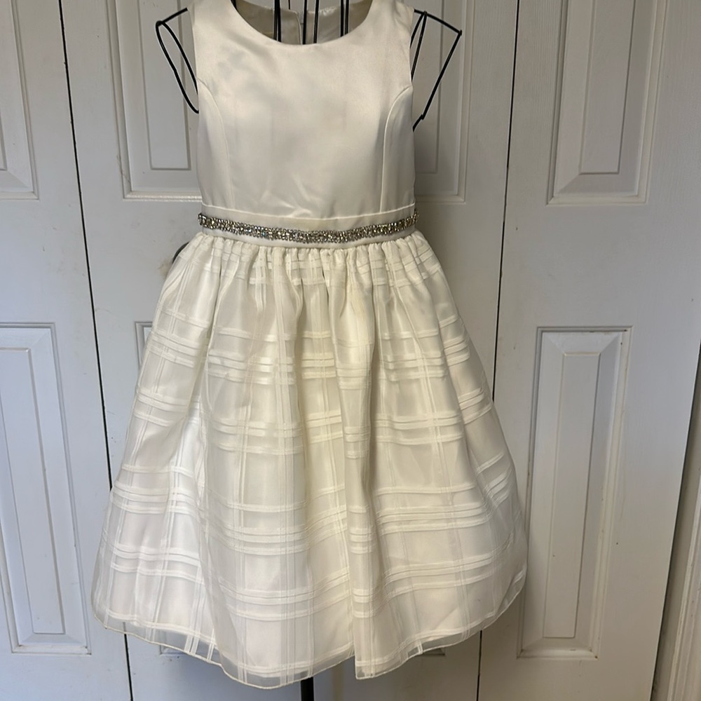American Princess size 7 Ivory Rhinestone Waistband Dress.
